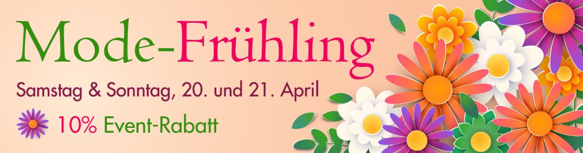 "Mode-Frühling” bei Mode Heike Rieck am 20. und 21. April  mit 10% Event-Rabatt