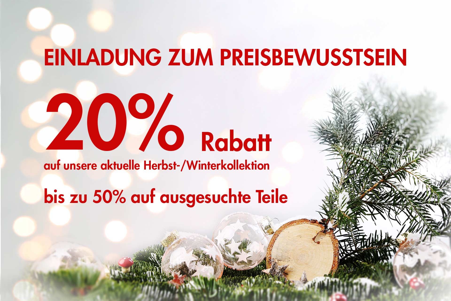 Einladung zum Preisbewusstsein – mit 20% Rabatt